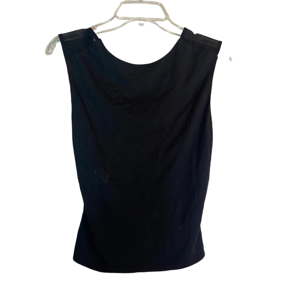 Express cropped sheer back mesh Black ladies top small scoop neck neutral